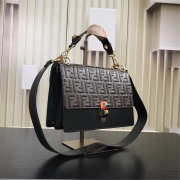 Fendi Kan I Flip Leather Bag in Black and Gray - 5