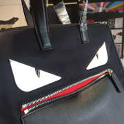 Fendi Tote Montage Leather Handbag Black - 5