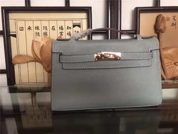 Hermes Mini Kelly Bag Sellier 22cm Light Blue