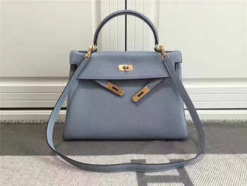 Hermes Kelly Mini leather Light Blue handbag for women