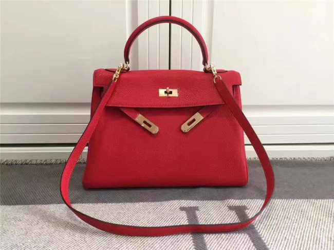 Hermes Kelly Mini leather Red handbag for women - 1