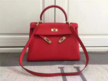 Hermes Kelly Mini leather Red handbag for women