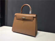 Hermes Kelly Leather Handbag Khaki - 1