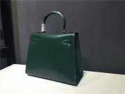 Hermes Kelly Leather Handbag Dark Green - 2