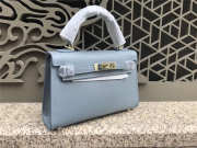 Hermes Kelly Leather Handbag in Light Blue with Gold Hardware - 2