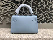 Hermes Kelly Leather Handbag in Light Blue with Silver Hardware - 4