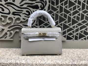 Hermes Kelly Leather Handbag in Gray with Gold Hardware - 1