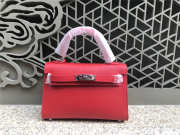 Hermes Kelly Leather Handbag with Red - 1