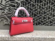 Hermes Kelly Leather Handbag with Red - 5