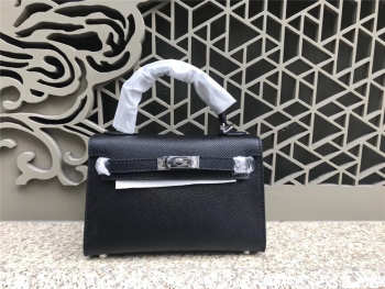 Hermes Kelly Leather Handbag with Black