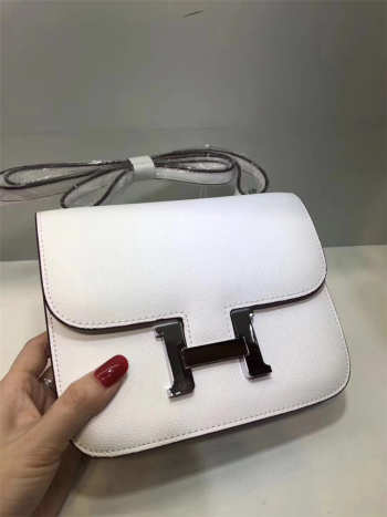 Hermes epsom leather constance Bag in White