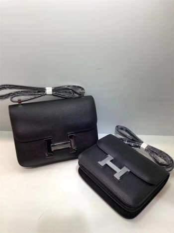 Hermes epsom leather constance Bag in Black