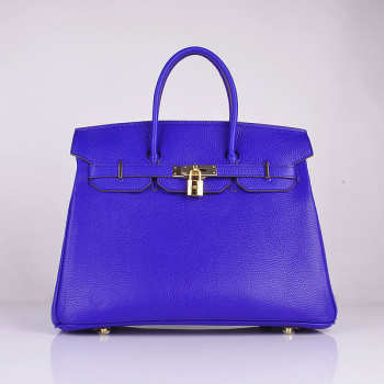 Hermes original togo leather birkin 30cm bag in Blue