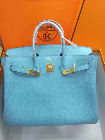 Hermes original togo leather birkin 30cm bag in Sky Blue