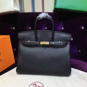 Hermes original togo leather birkin 30cm bag in Black