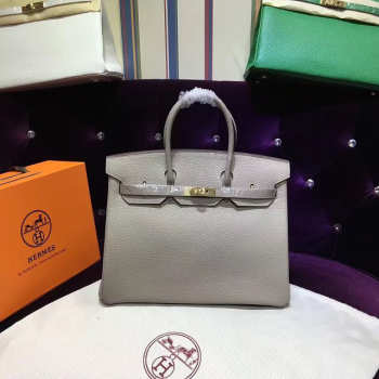 Hermes original togo leather birkin 30cm bag in Light Gray