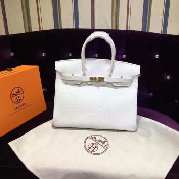 Hermes original togo leather birkin 30cm bag in White