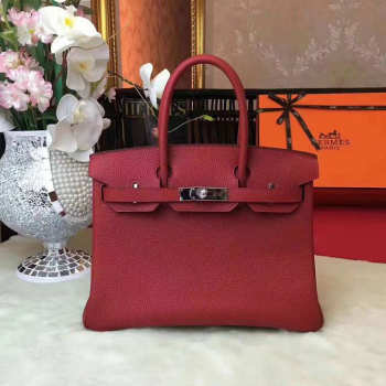 Hermes original togo leather birkin 30cm bag in Wine Red