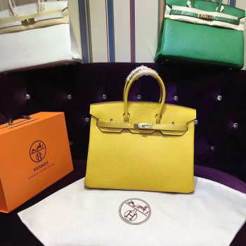 Hermes original togo leather birkin 30cm bag in Yellow