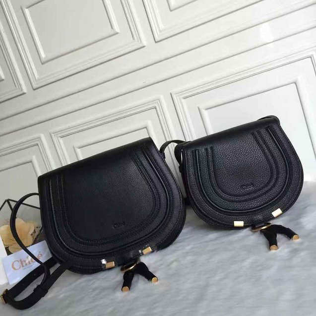 Chloe original calfskin crossbody saddle bag in Black - 1