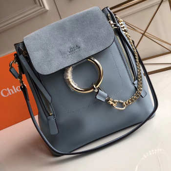 Chloe Faye Calfskin Large Backpack in Light Blue