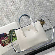 Prada Saffiano Cuir Small Double Leather Bag in white - 1