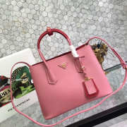 Prada Saffiano Cuir Small Double Leather Bag in Coral - 2