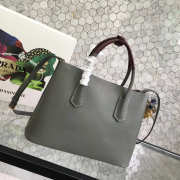 Prada Saffiano Cuir Small Double Leather Bag in Gray with red - 6