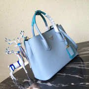 Prada Saffiano Cuir Small Double Leather Bag in Blue - 2