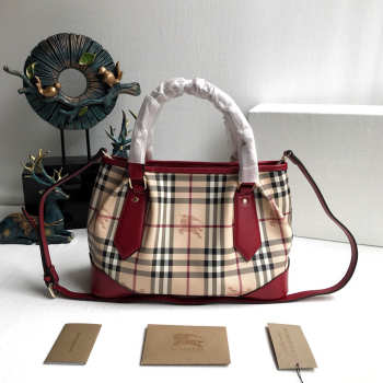 Burberry Original Check Tote Handbag in Red