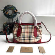 Burberry Original Check Tote Handbag in Red - 3