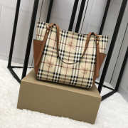 Burberry Original Check Tote small Handbag with Khaki - 6