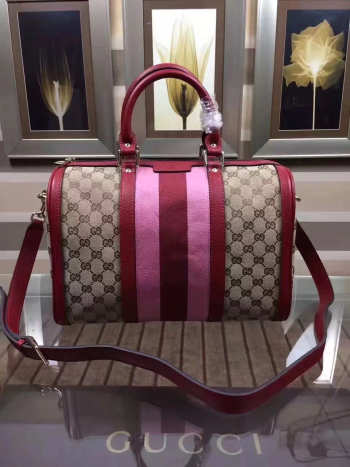 Gucci Webby Speedy Canvas Cross Body Bag in Wine Red