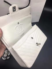 Chanel Flap Bag Caviar White Bag 25cm with Silver Hardware - 6