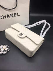 Chanel Flap Bag Caviar White Bag 25cm with Silver Hardware - 5