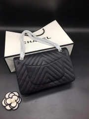 Chanel Flap Bag Caviar Black Bag 25cm with Silver Hardware - 6