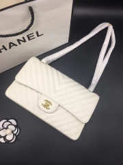 Chanel Flap Bag Caviar White Bag 25cm with Gold Hardware - 1