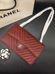 Chanel Flap Bag Caviar Red Bag 25cm with Silver Hardware - 3