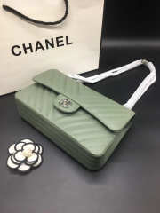 Chanel Flap Bag Caviar Light Green Bag 25cm with Silver Hardware - 6