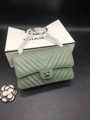 Chanel Flap Bag Caviar Light Green Bag 25cm with Silver Hardware - 3