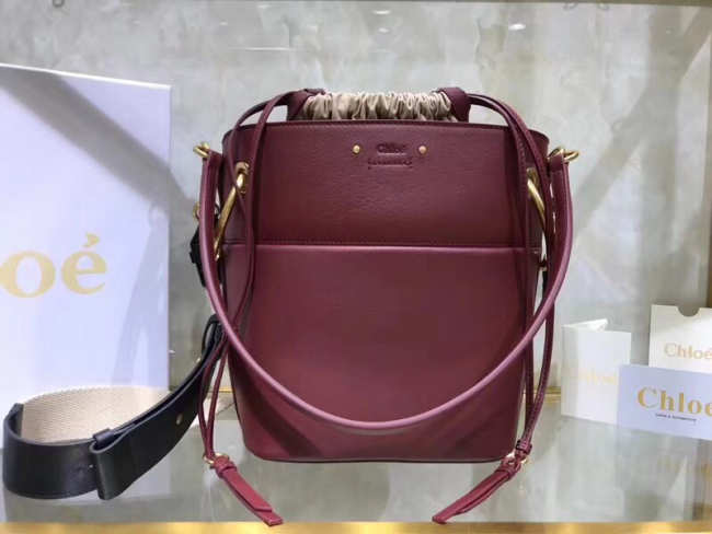 Chloe mini roy bucket bag in Wine Red - 1