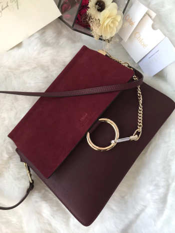 Chloe faye Large shoulder bag in Wine Red