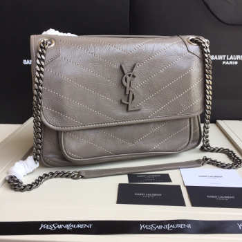 YSL Monogram Niki Shoulder Bag in Gray