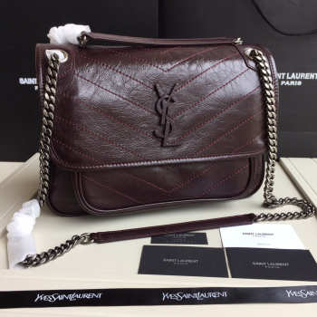 YSL Monogram Niki Shoulder Bag in Wine Red