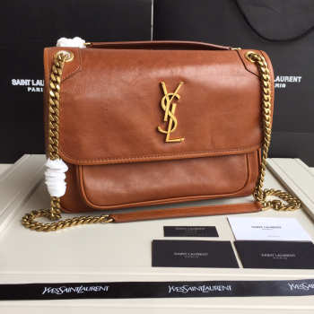 YSL Monogram Niki shoulder Bag in Brown