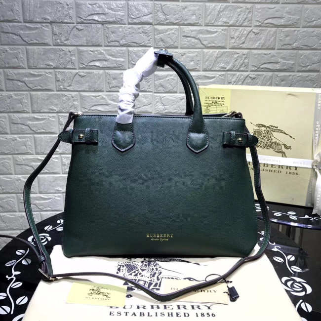 Burberry Classic Leather Tote Bag with Green - 1