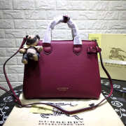 Burberry Classic Leather Tote Bag with Burgundy - 1