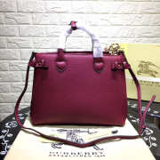 Burberry Classic Leather Tote Bag with Burgundy - 2