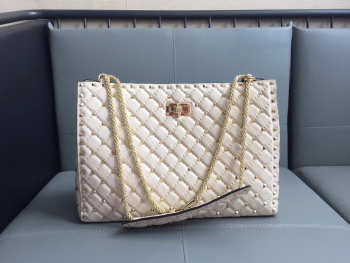 Valentino original lambskin spike tote bag in White