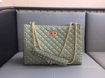 Valentino original lambskin spike tote bag in Light Green